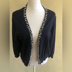 Navy blue with pearl edged short length sweater